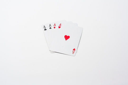 Four aces on isolated background