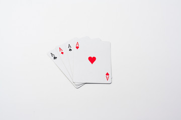 Four aces on isolated background