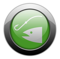 Green Metallic Orb Button "Fishing / Angling"