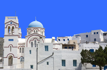 grèce,cyclades,amorgos : village de tholaria, église