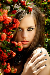 beautiful woman with coral lips