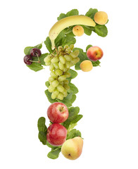 Fruit alphabet - letter f. Isolated on a white background