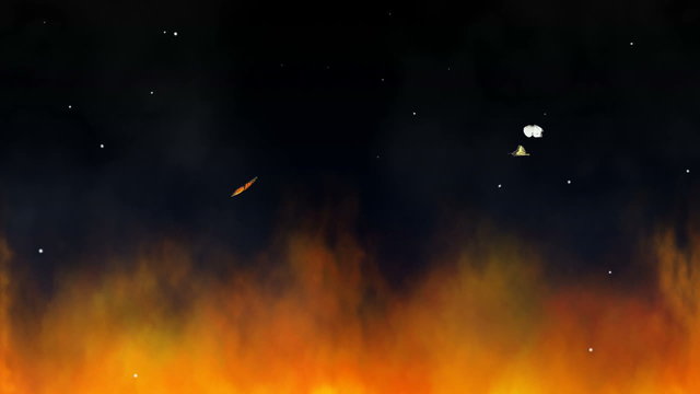 The butterflies flitting over a flame on night