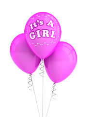 It's a girl party balloons over white background