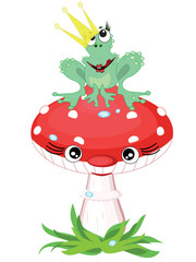 Frog on the  mushroom