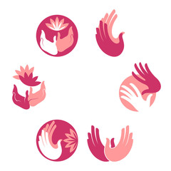hands and flower logo element