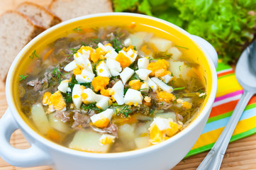 Traditional Russian sorrel soup