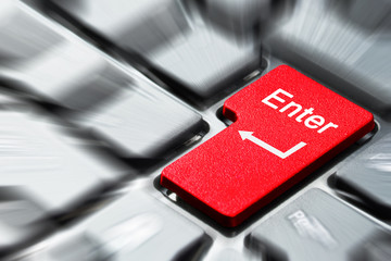 Red enter button on the keyboard