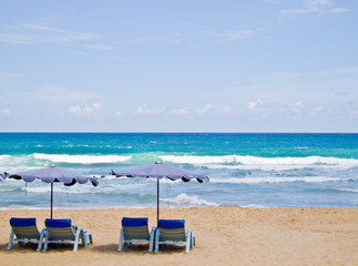 Beach chair, Phuket, Thailand in sunny day