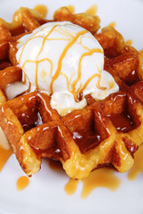 Waffle and ice cream