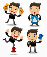 set of funny cartoon office worker