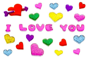 Hearts and words I love you