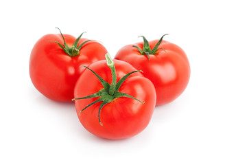 fresh tomatoes over white background.