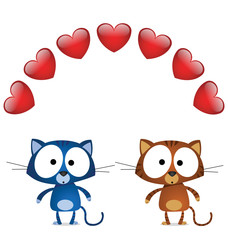 Cat valentine lovers isolated on white background