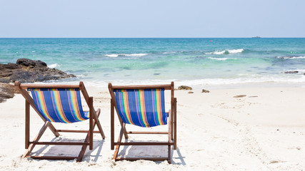 beach chair on white sand