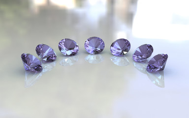 Set of seven round lavender amethyst stones