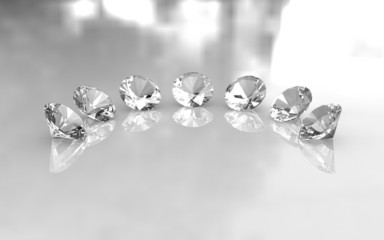 Set of seven round brilliant diamonds