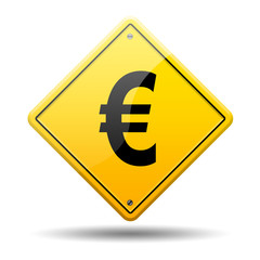 Obraz premium Señal amarilla signo Euro