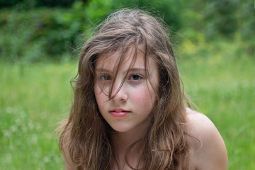 Windblown Teenage Girl