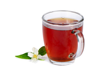 tea in cup isolated on white background