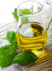 Olive oil in a glass jug