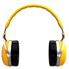 Yellow headphones isolated on a white background