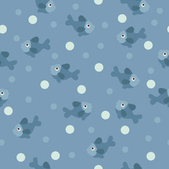 Seamless wallpaper with fishes and bubbles