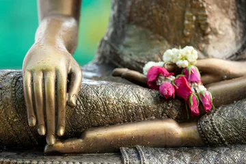 Foto auf Alu-Dibond Detail der Buddha-Statue © Stéphane Bidouze