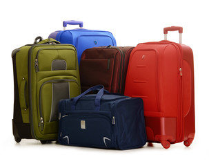 Luggage consisting of large suitcases isolated on white