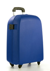 Blue suitcase isolated on white