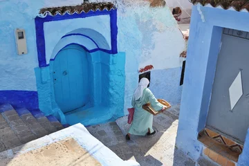 Zelfklevend Fotobehang Blauwe medina van Chechaouen, Marokko © Vladimir Melnik