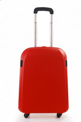 Red suitcase isolated on white