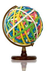Obraz premium Giant Rubber Band Ball on Wooden Stand