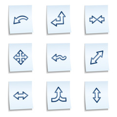 Arrows web icons set 2, blue notes