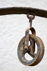 Polea vieja y oxidada