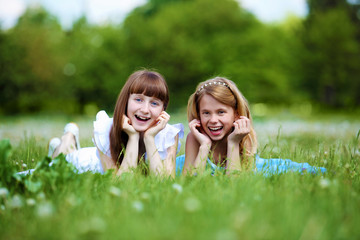 two girls playing in the park