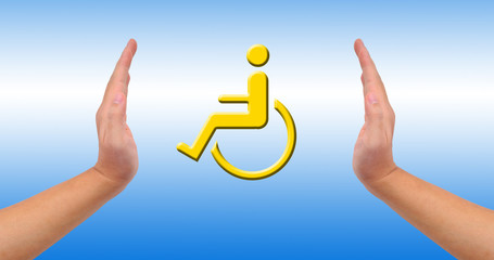Conceptual image, help and care for handicapped person.