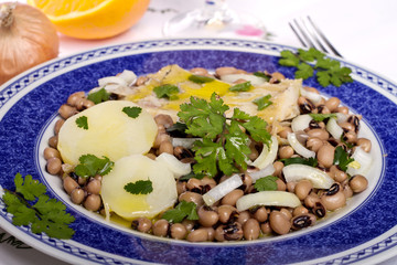meal with beans and cod