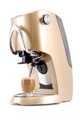 New coffee maker isolated on white background.