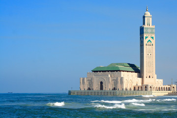 Hassan Moschee, Casablanca - obrazy, fototapety, plakaty