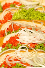 Fischbrötchen – Seelachs, Salat, Zwiebeln, Alaska-Seelachs