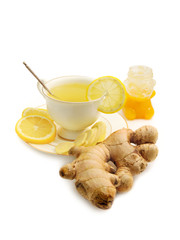 Fototapeta na wymiar Ginger tea with lemon and honey