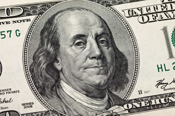 Benjamin Franklin portrait from 100 dollars banknote