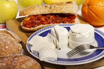 fresh cheese and chorizo