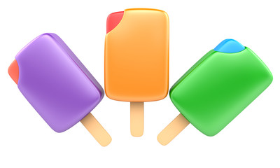 Three ice creams isolated on white background