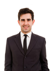 Portrait of a handsome young business man, isolated on white