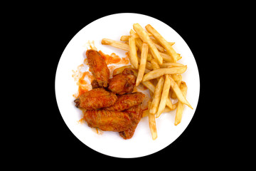 Plate of Buffalo Wings and Fries
