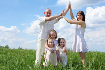 Fototapeta premium family with children in summer day outdoors