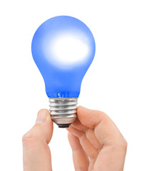 Hand with blue bulb
