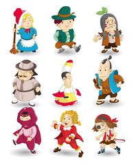 cartoon story people icon set